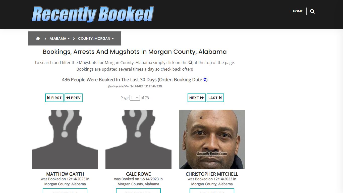 Bookings, Arrests and Mugshots in Morgan County, Alabama